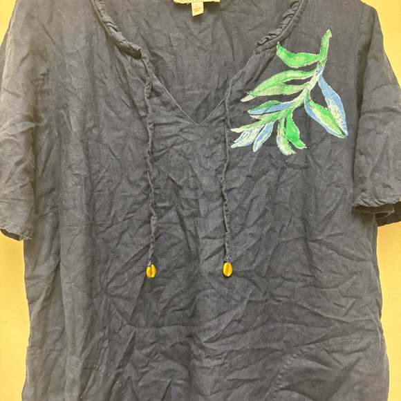 Susan Graver Soleil Linen Printed Coverup - Picture 8 of 11